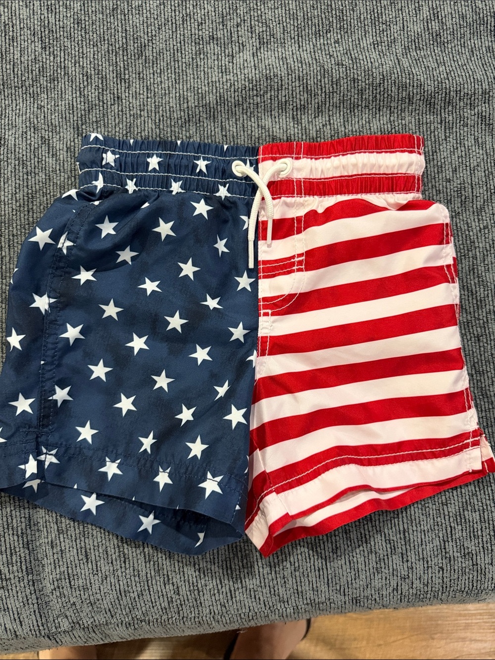 Old Navy Boys Red, White & Blue Stars and Stripes Swim Trunks